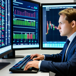 A professional financial analyst, wearing a modest business suit and appropriate attire, is seated at a sleek desk in a modern, well-lit financial office. Large digital screens in front of them display complex, dynamic currency exchange rate graphs and global market data. The analyst is looking intently at the data with a thoughtful expression, a hand gently resting near a keyboard, conveying deep concentration on financial trends. The scene emphasizes data analysis and strategic thinking. perfect anatomy, correct proportions, natural pose, well-formed hands, proper finger count, natural body proportions, professional photography, high quality, safe for work, appropriate content, fully clothed, professional.