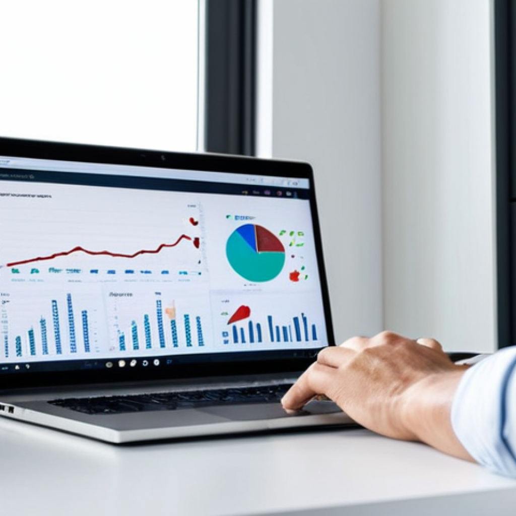 A focused professional individual, dressed in a modest business casual outfit, sitting at a clean desk in a well-lit modern home office. They are actively engaged with a laptop displaying financial charts and data, with subtle visual cues suggesting AI-driven analytics. The setting is bright and conducive to study, with a natural pose and correct proportions. well-formed hands, proper finger count, natural body proportions. The image should be safe for work, appropriate content, fully clothed, professional, high-quality, perfect anatomy, high-resolution.