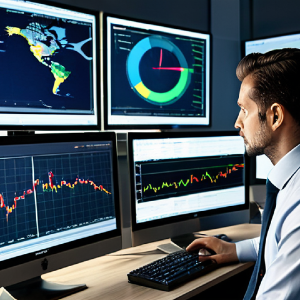 **

"A professional foreign exchange manager analyzing real-time market data on multiple screens, wearing a modest business attire in a modern, high-tech office, fully clothed, appropriate content, safe for work, perfect anatomy, natural proportions, serious expression, professional lighting."

**