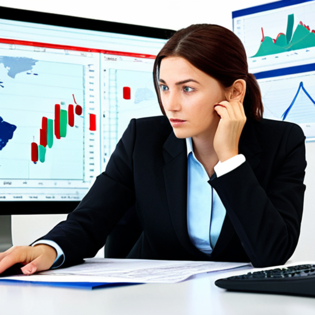 외환관리사와 환율 데이터 분석 사례 - Businesswoman Analyzing Exchange Rates**

"A professional businesswoman, fully clothed in a modest b...