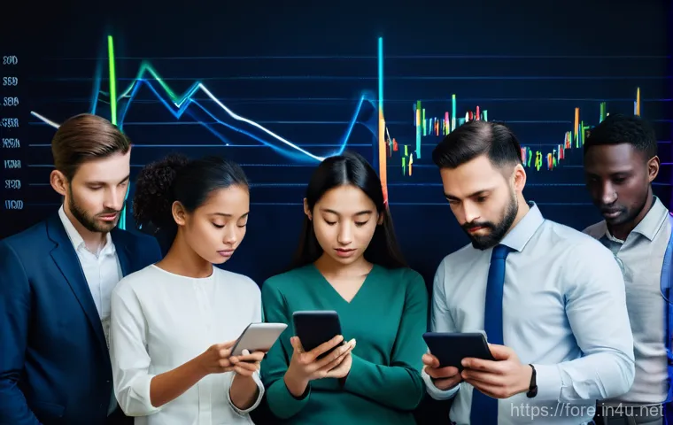 외환관리사와 외환 거래 사례 연구 - **Image Prompt 1:** A diverse group of people (male and female, various ethnicities, adults and youn...