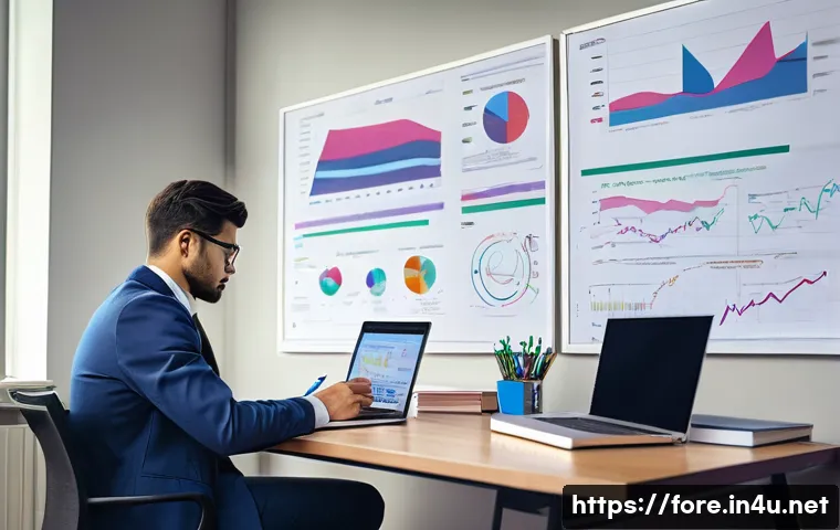 외환관리사 시험 실기 연습 팁 - A focused study scene showing a young professional sitting at a neat desk with multiple open textboo...