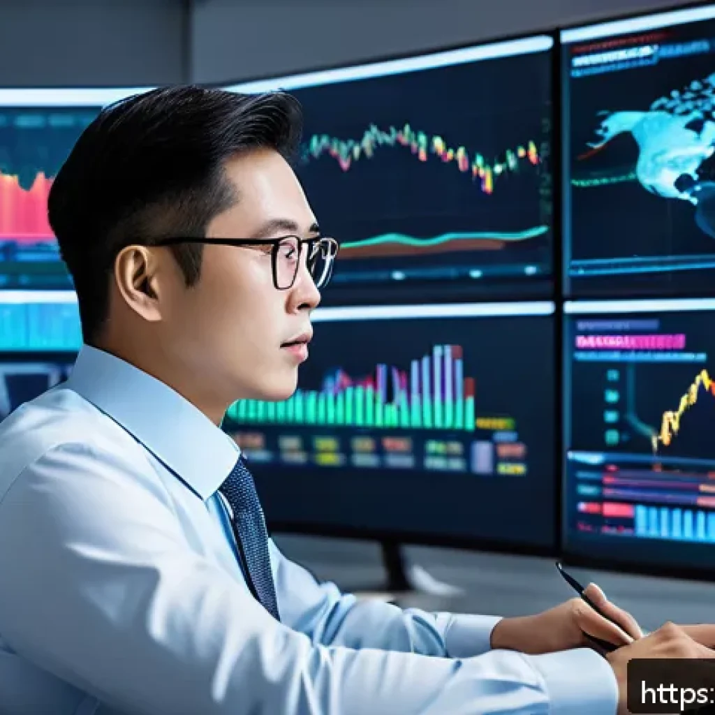 외환관리사와 글로벌 네트워크 활용 - A professional forex risk manager in a modern office environment, analyzing real-time currency excha...