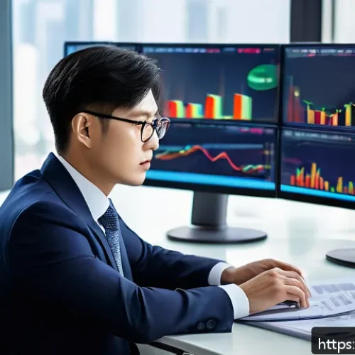 Home 17 외환관리사와 외환 거래 세금 처리 - A professional financial consultant in a modern office setting, studying complex foreign exchange ma...